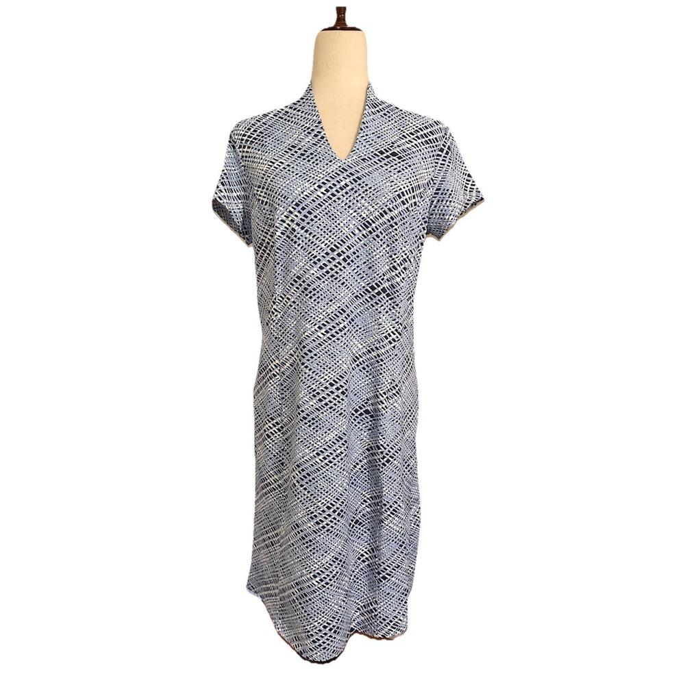 J. McLaughlin Ivana Dress Women's Size Large Blue Multi Catalina Cloth